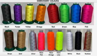 Embroidery threads used in our Australian Made custom ID Dog Collars