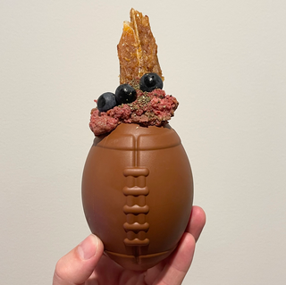 Brown Football Chew and Enrichment Toy Stuffed with Raw food