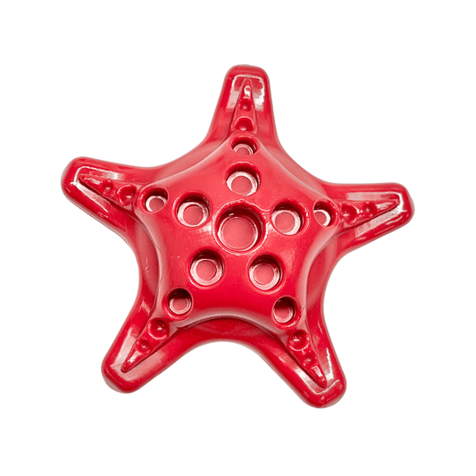 Nylon Starfish from Sodapup Dog Toys and Rover Pet Products. Heavy duty,  power chewer dog toy. Red. 30 Day replacement guarantee.